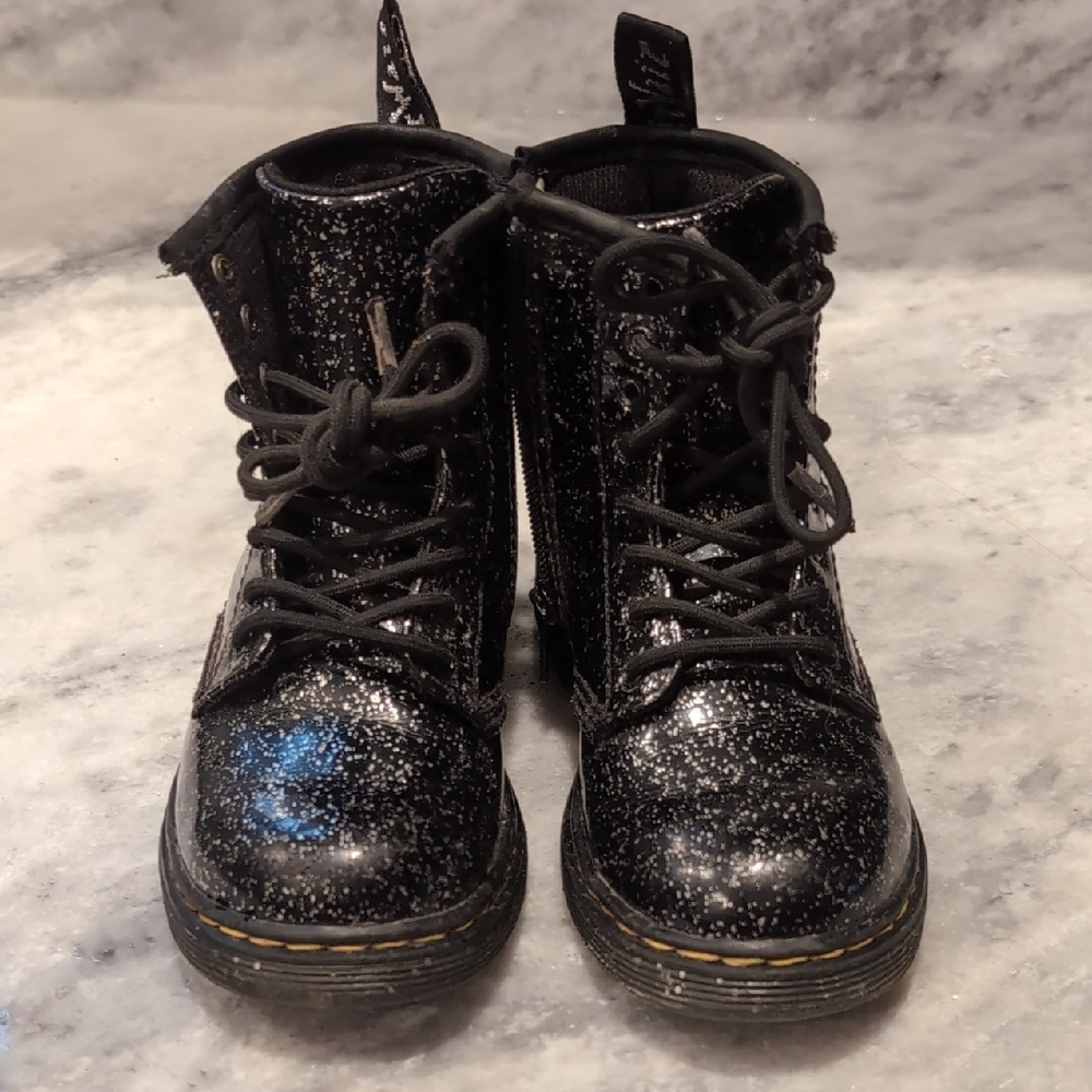 Black Glitter Combat Boots